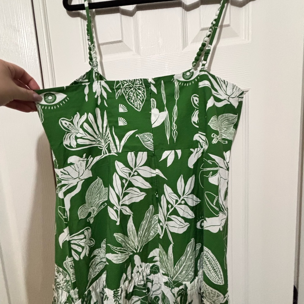 NWT Farm Rio Green and White Botanical Tiered Maxi Dress - Picture 6 of 7
